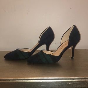 Sole Society sz. 8.5 blue and green plaid heels